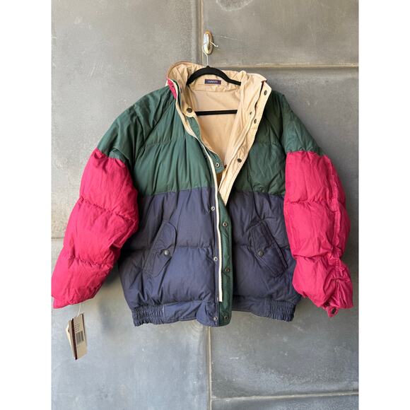 DEADSTOCK Vintage 90s GANT Reversible  Bomber Down Jacket- Beige  XL NWT - Picture 4 of 9